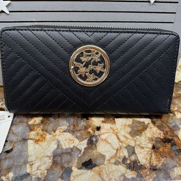 Ivy London Leather Weave Black Zip Around Wallet- New - Picture 2 of 6